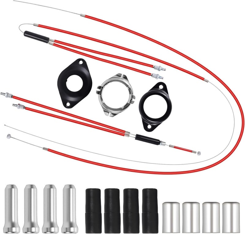 mamakoi Premium BMX Bike Gyro Brake Cables Front + Rear (Upper + Lower)with Spinner Rotor Full Kit,BMX Bicycle Brake Lines Set Cable Wire & Housing Replacement for Most Gyro Systems and 20" Bikes,Professional - Image 1